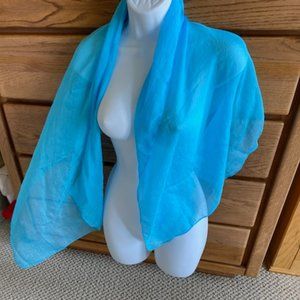 New * SHEER Large OCEAN BLUE synthetic FLOWY PAREO Swimsuit WRAP Cover-up